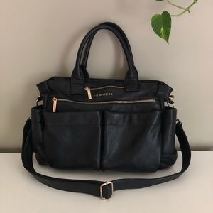 Honest Company Black Faux Leather Diaper Bag